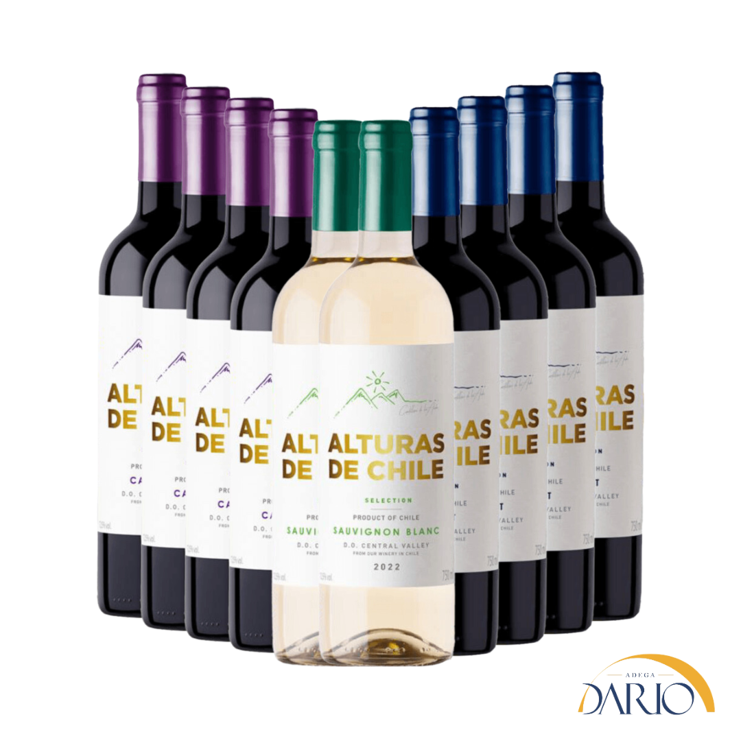 Kit com 10 Vinhos Alturas de Chile Branco e Tinto