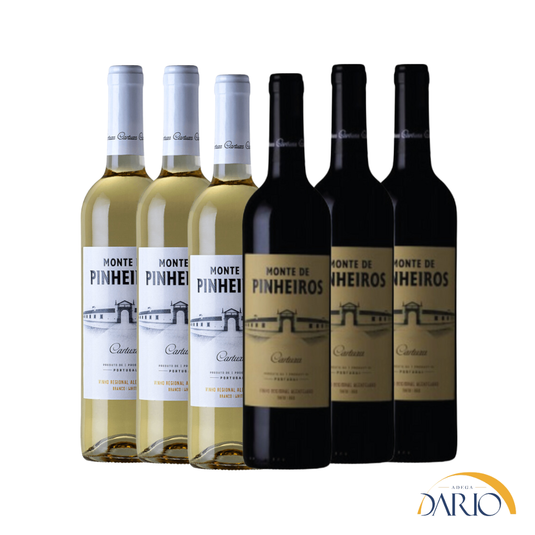 Kit com 06 Vinhos Cartuxa Monte Pinheiros Branco e Tinto