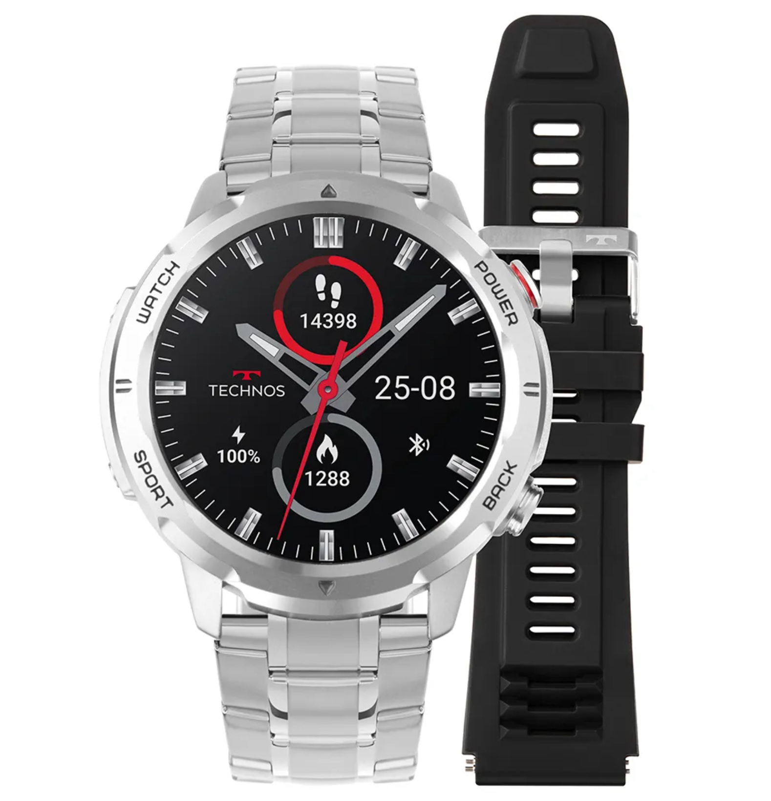 Smartwatch Technos Connect Sports Call Prata TSPORTSCAA/6K
