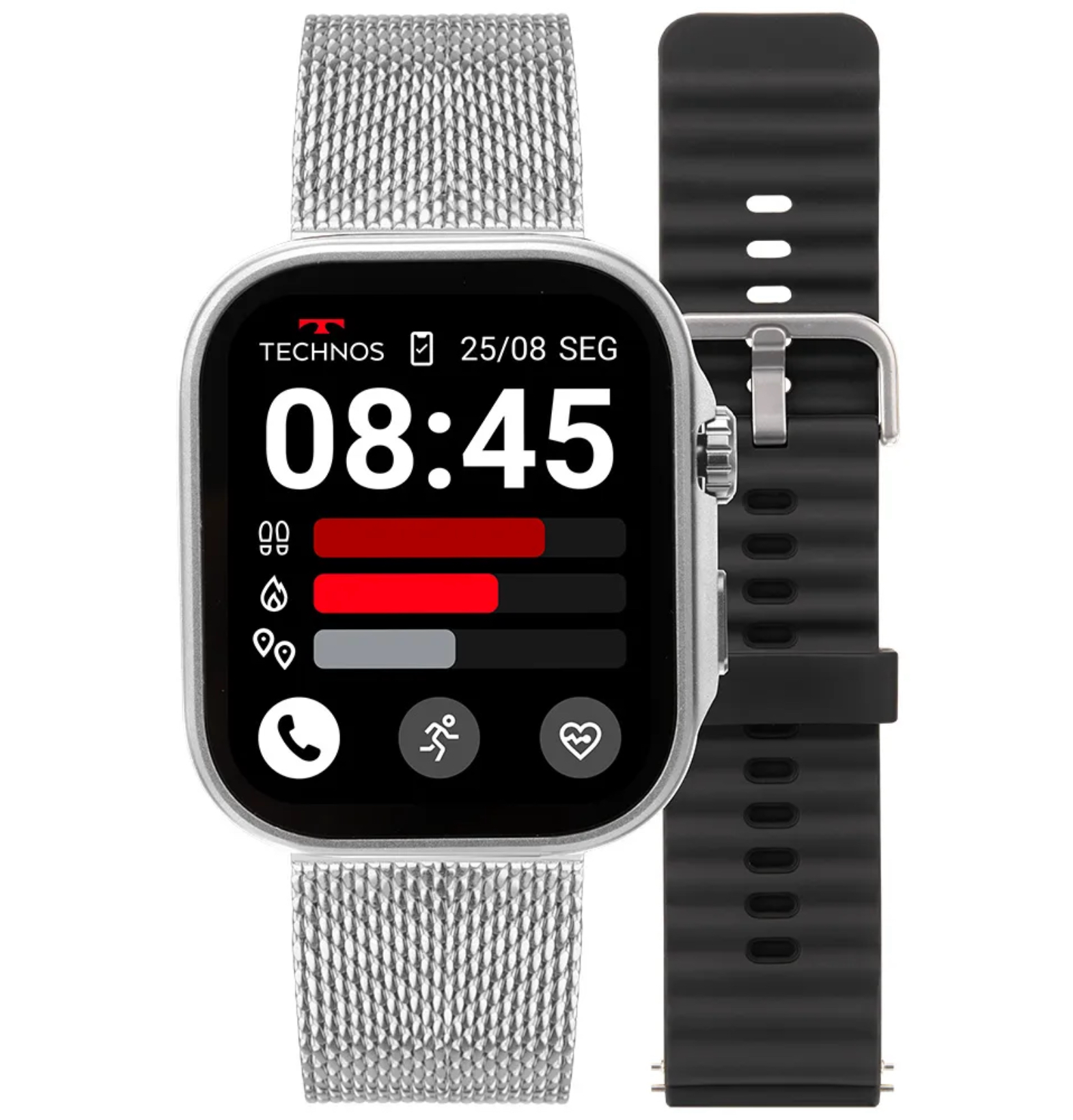 Smartwatch Technos Connect Max Call Prata TMAXCAB/9K