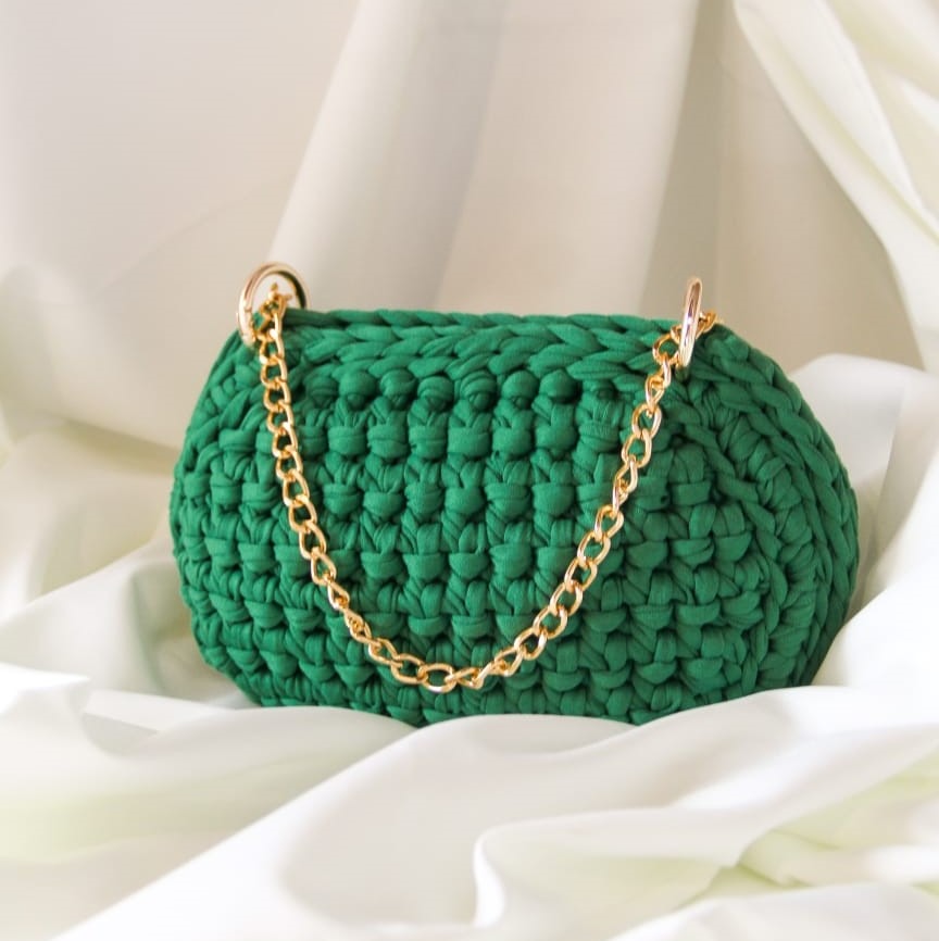 Bolsa Feminina de Crochê Lolla - Verde Bandeira