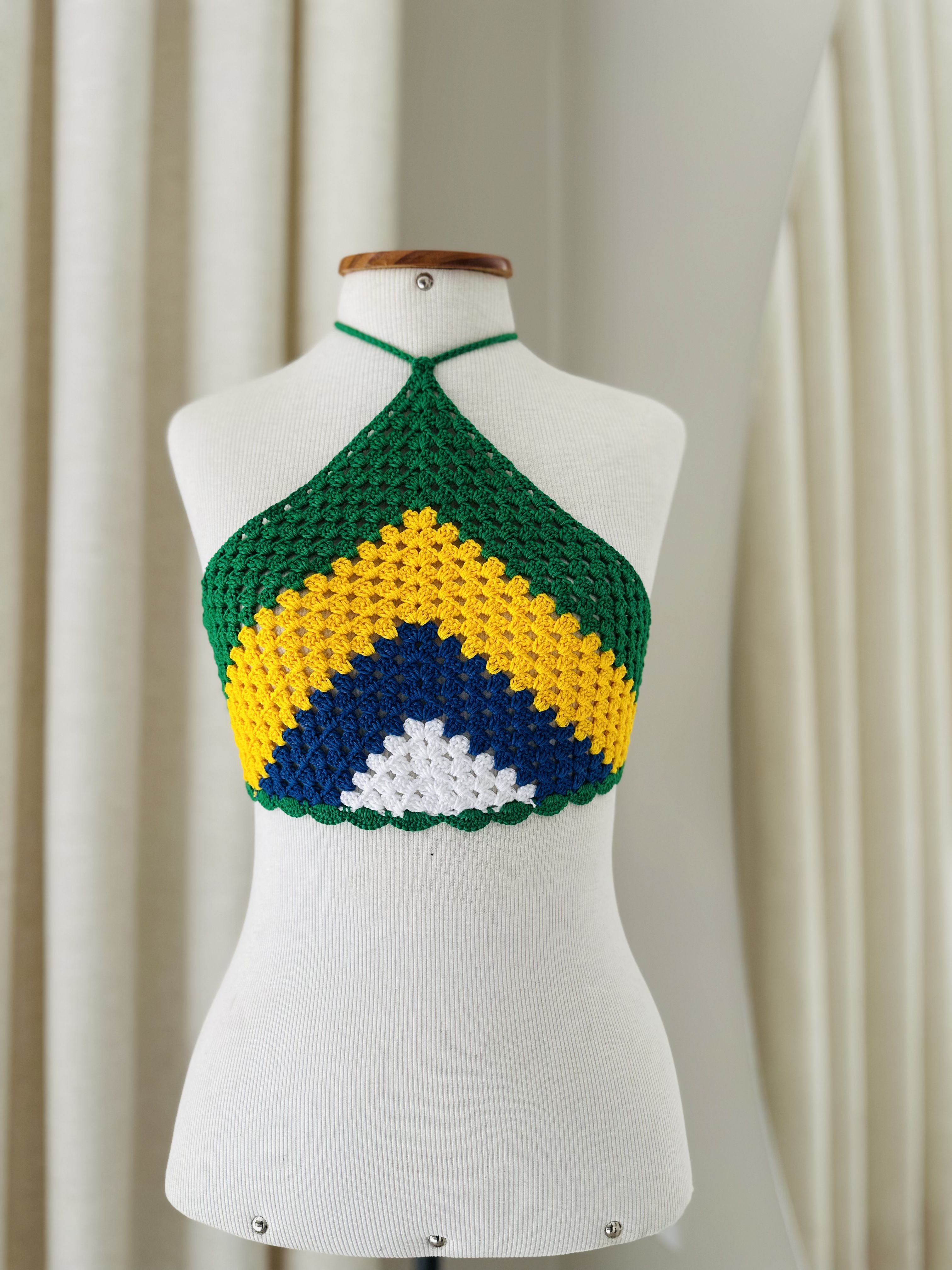 Bandana Bandeira Crochê Brasil