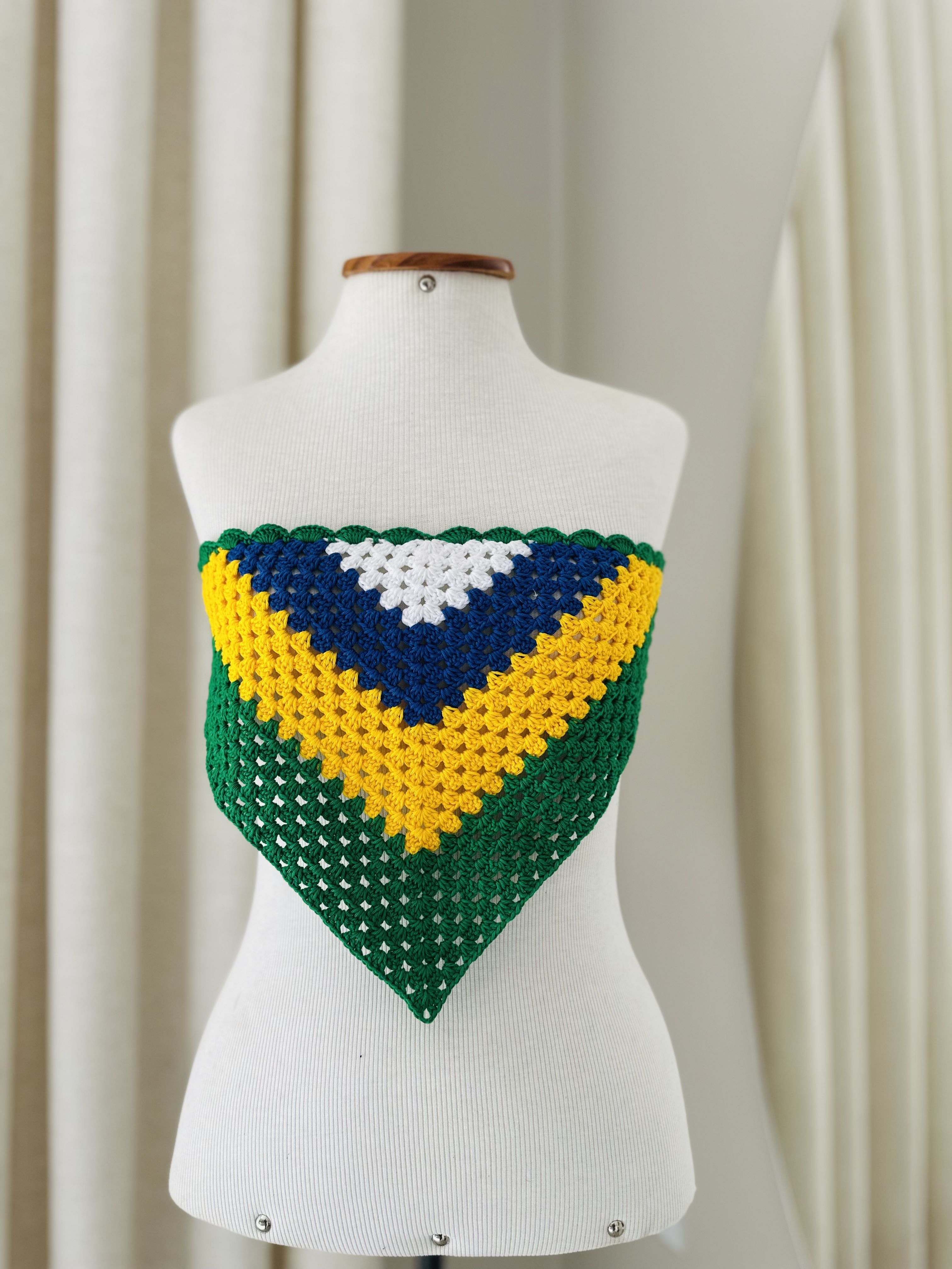 Bandana Bandeira Crochê Brasil