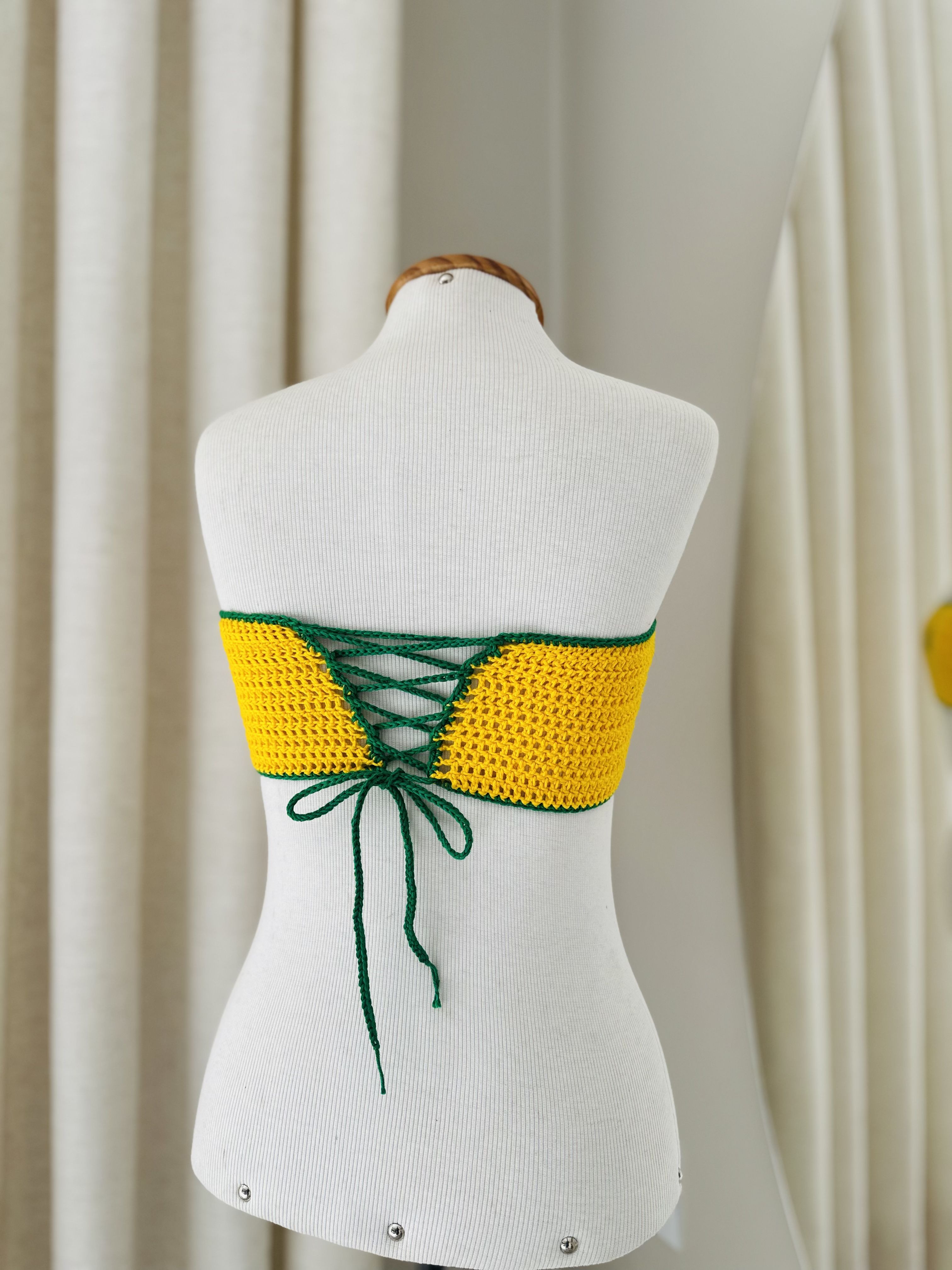 Top Faixa Crochê Brasil Amarelo