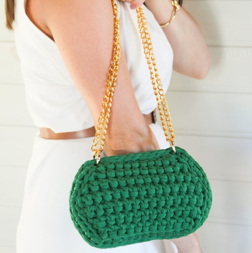 Bolsa Feminina de Crochê Lolla - Verde Bandeira