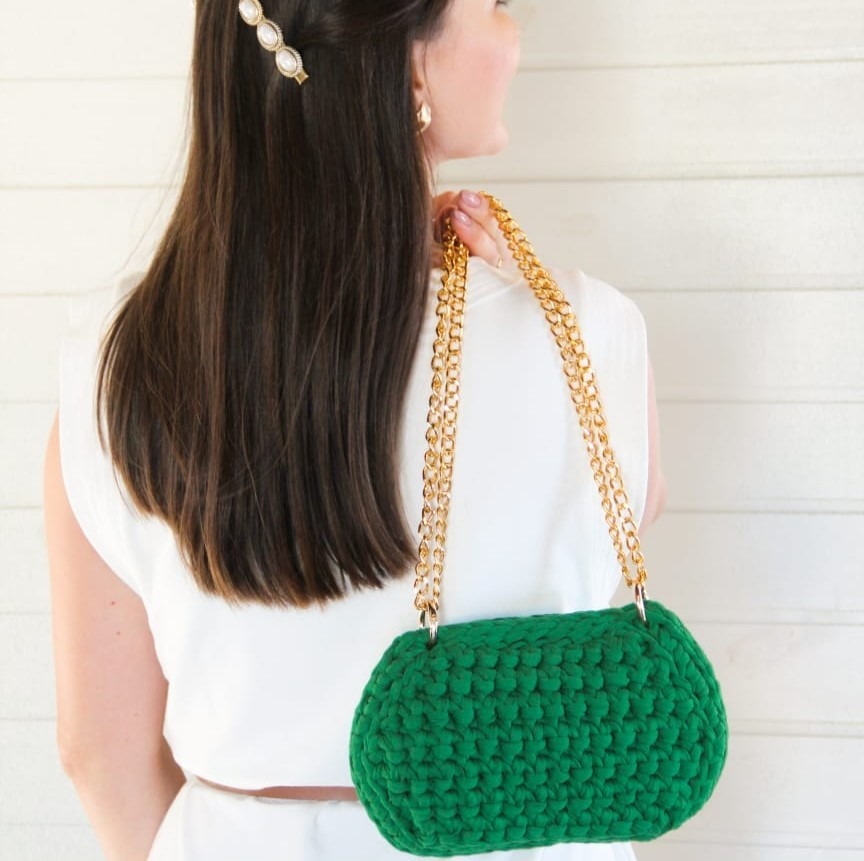 Bolsa Feminina de Crochê Lolla - Verde Bandeira