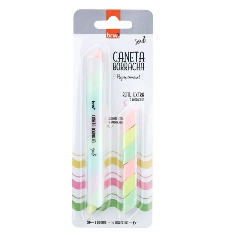 Caneta Borracha Reposicionavel Com Refil - Brw 