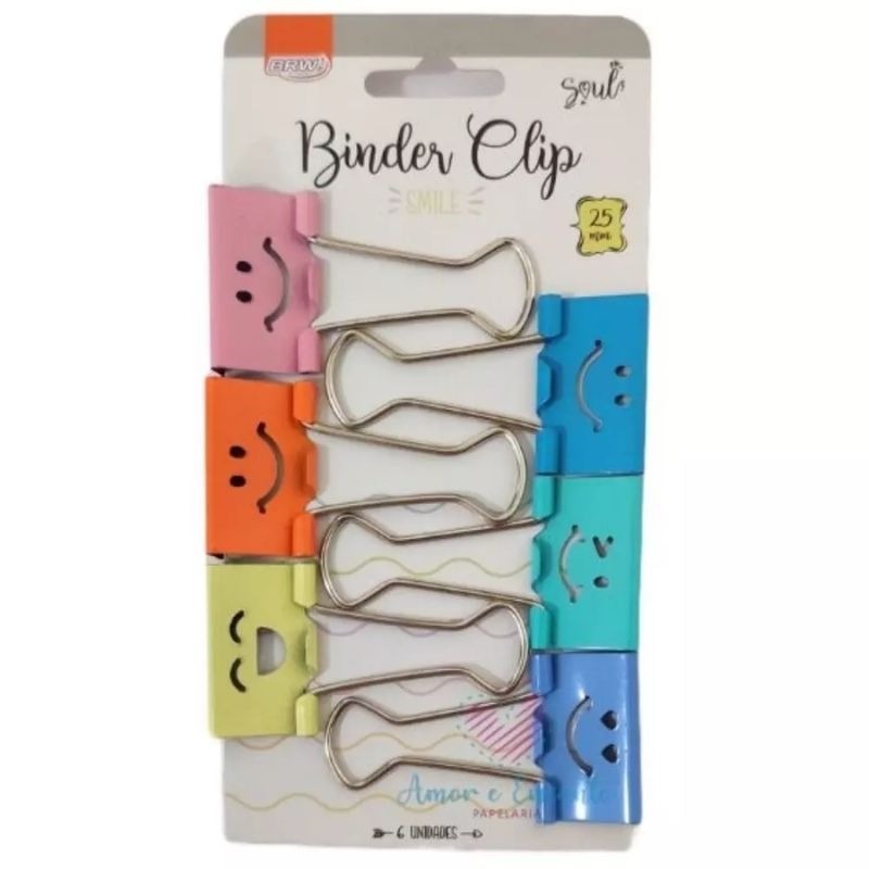 Prendedor de Papel Binder Clip - Emoji - Blister c/ 6 und. - Brw