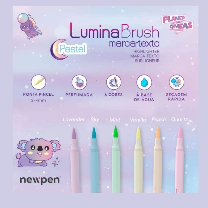 Kit Marca Texto Lumina Brush - Pastel - Lettering - Newpwn - com 6 canetas