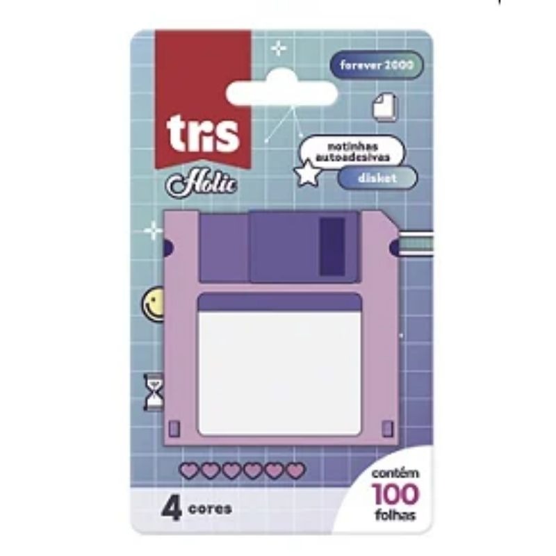 Notas Autoadesivas Disket Tris Holic Forever 2000 - Cart C/ 1 Bloco X 100 Fls - Tris