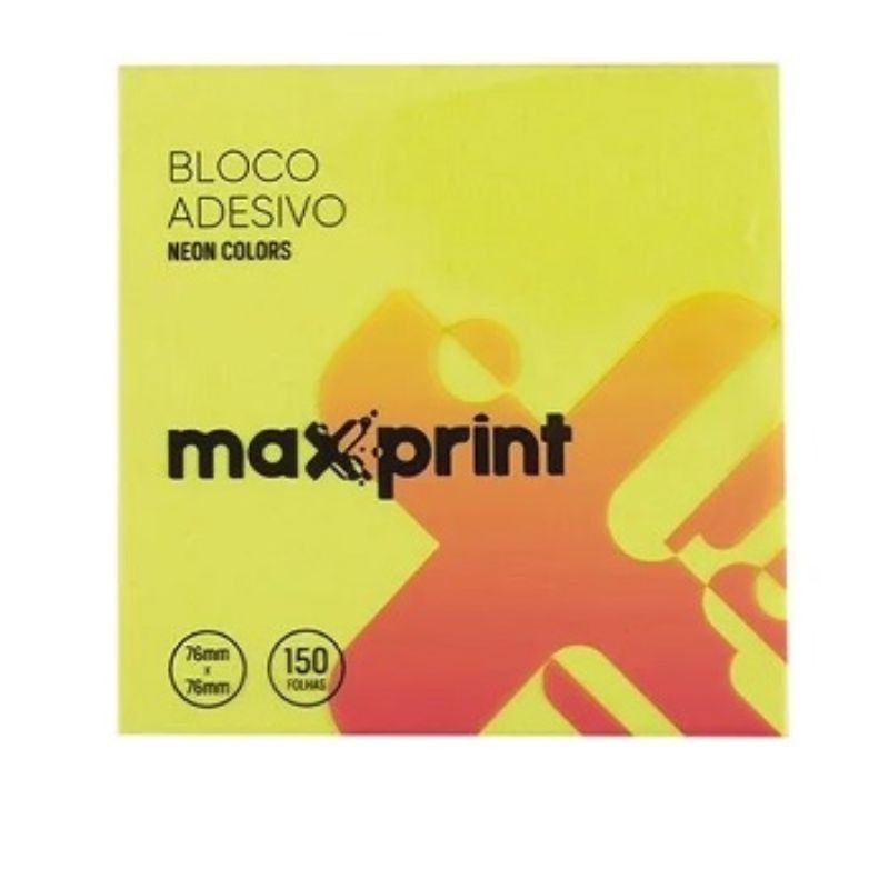 Bloco Adesivo Maxprint Neon - 03 Cores - 150 Folhas