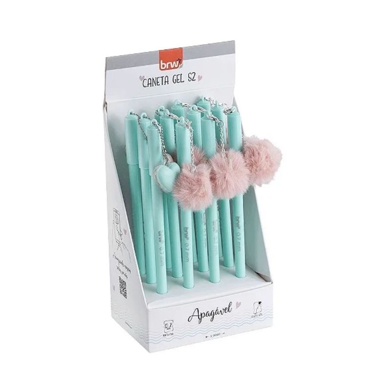 Caneta Esferográfica Gel Apagável - Pompom - Coração - Brw 