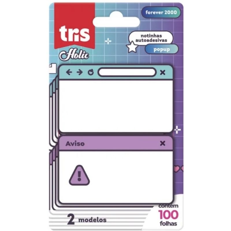 Notas Autoadesivas Pop Up Tris Holic Forever 2000 - Cart C/ 2 Blocos X 50 Fls - Tris