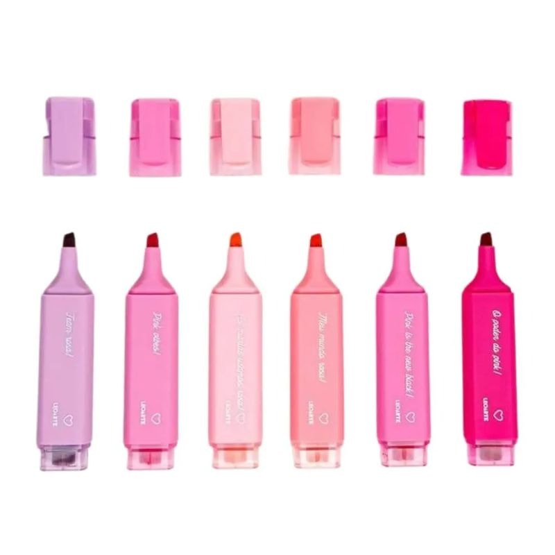 Marca Texto Pink Vibes 6 Cores Leoarte
