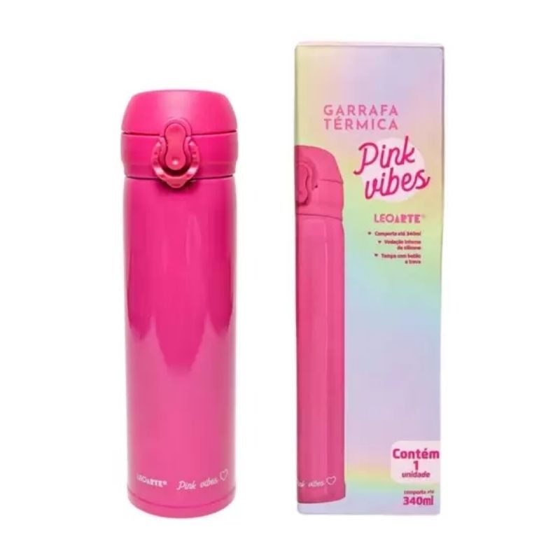 Garrafa Térmica Pink Vibes 340ml - Leo Arte - Leo&Leo