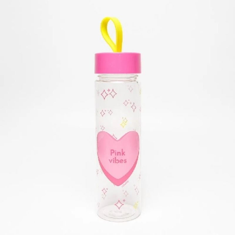 Garrafa Plastica pink vibes 500 ml Leoarte