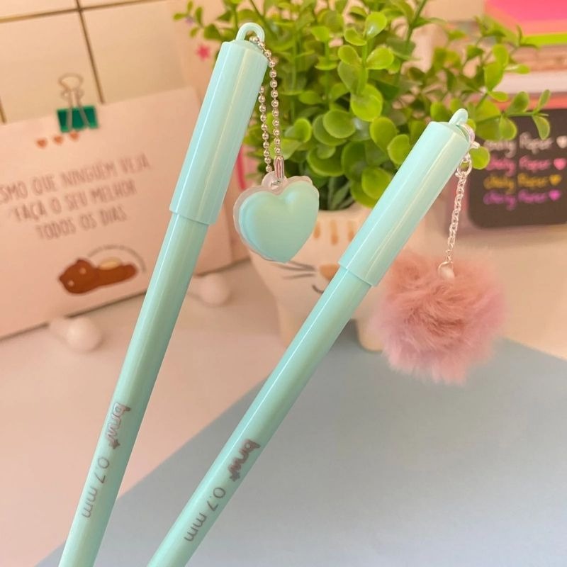 Caneta Esferográfica Gel Apagável - Pompom - Coração - Brw 