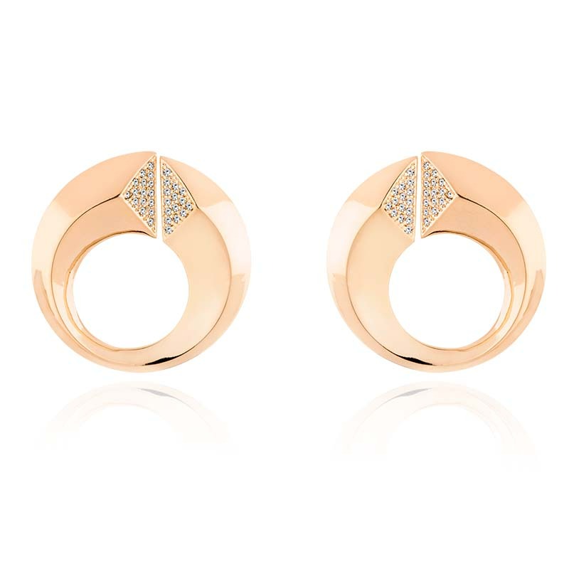 Brinco Argola de Frente Cravejada Folheado Ouro 18k