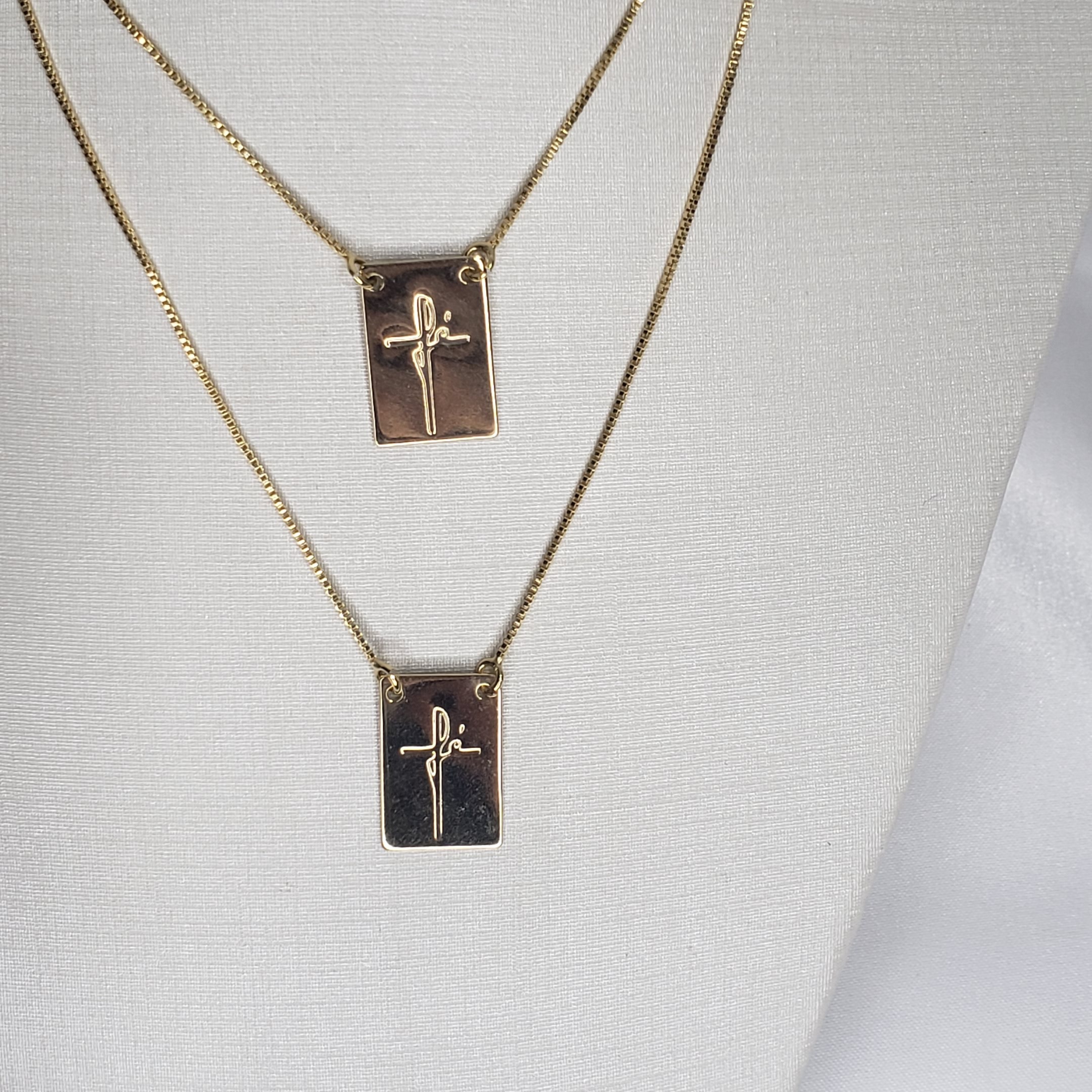 Escapulário Plaquinhas Fé Folheado Ouro 18k