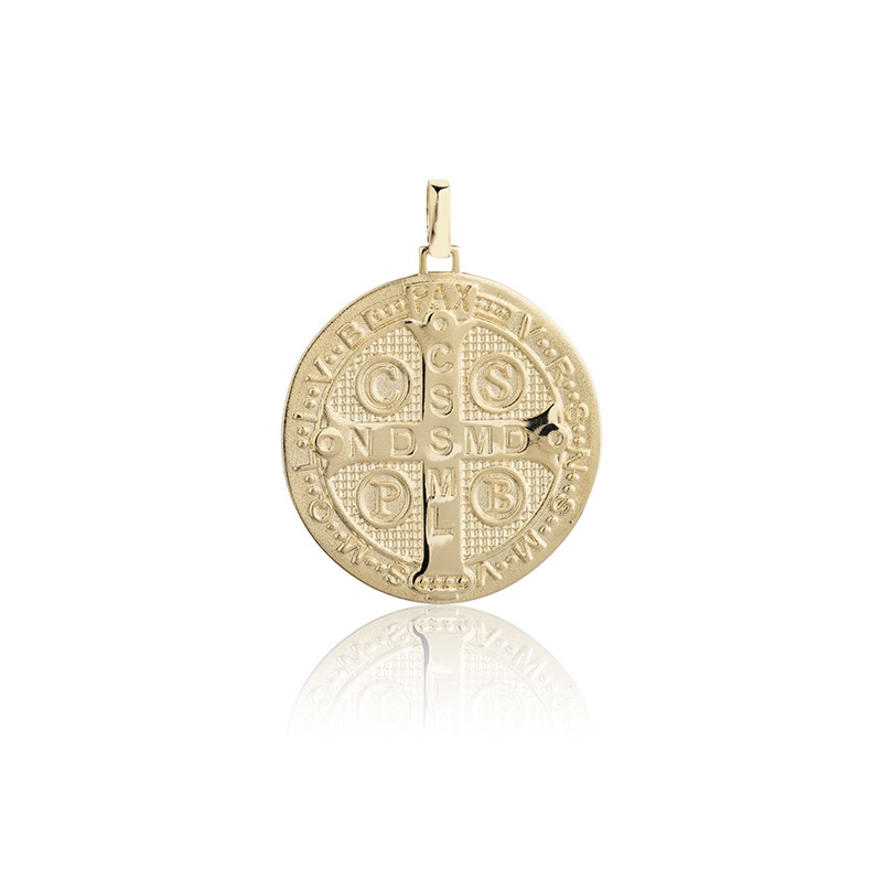 Pingente Medalha de São Bento Folheado Ouro 18K