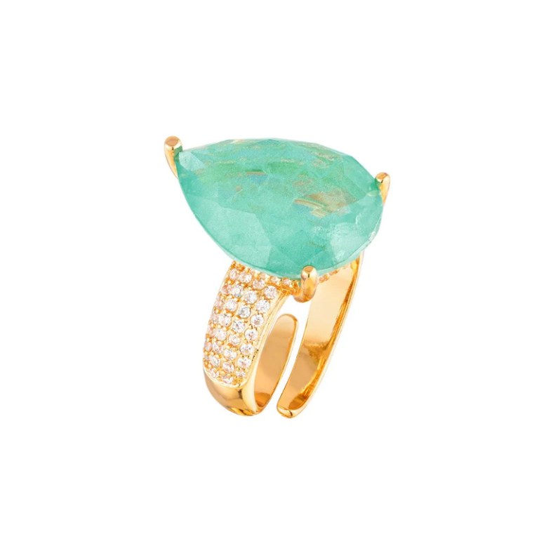 Anel Elaine Palma Gota Fusion Ajustável Folheado Ouro 18k - N.17