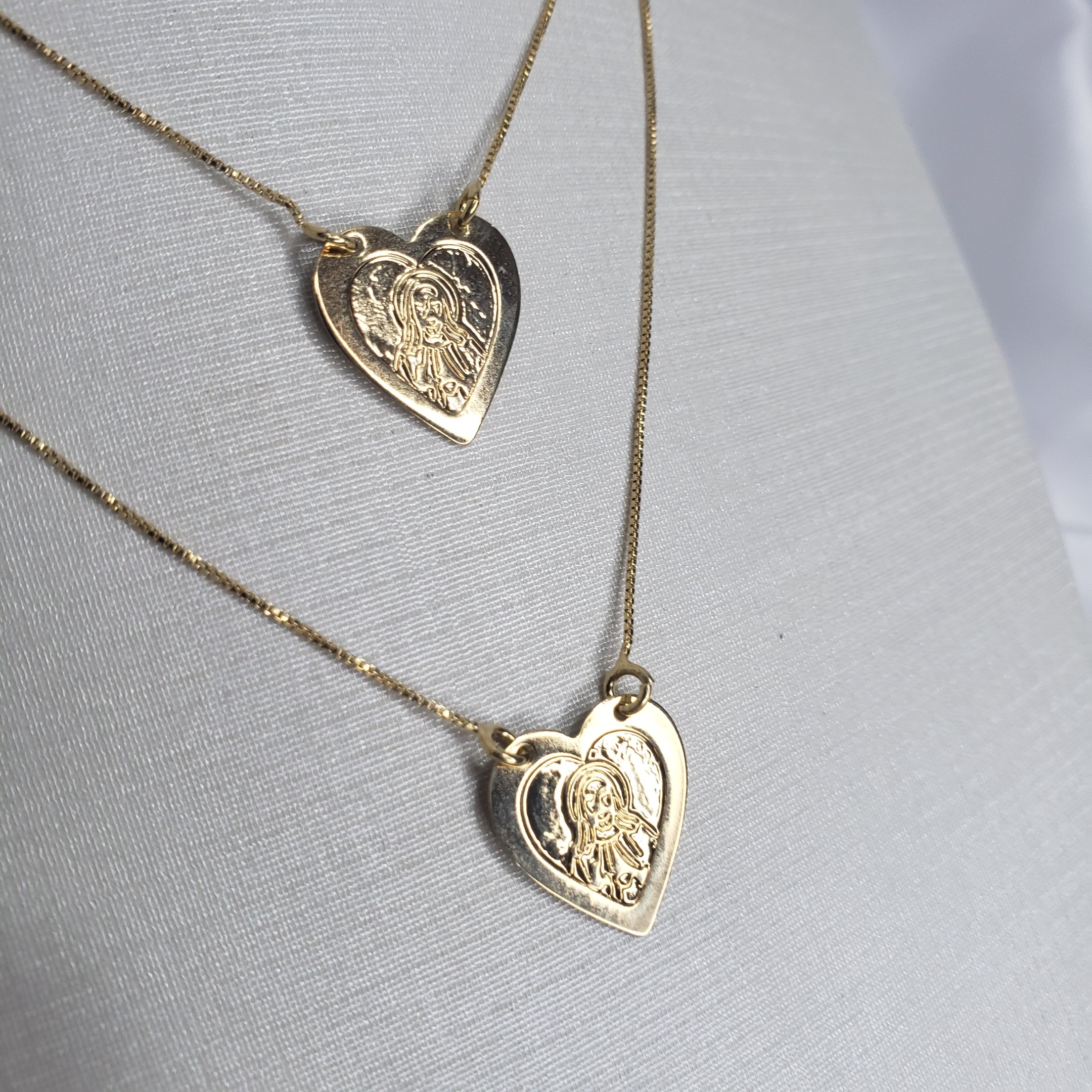 Escapulário Coração Folheado Ouro 18k