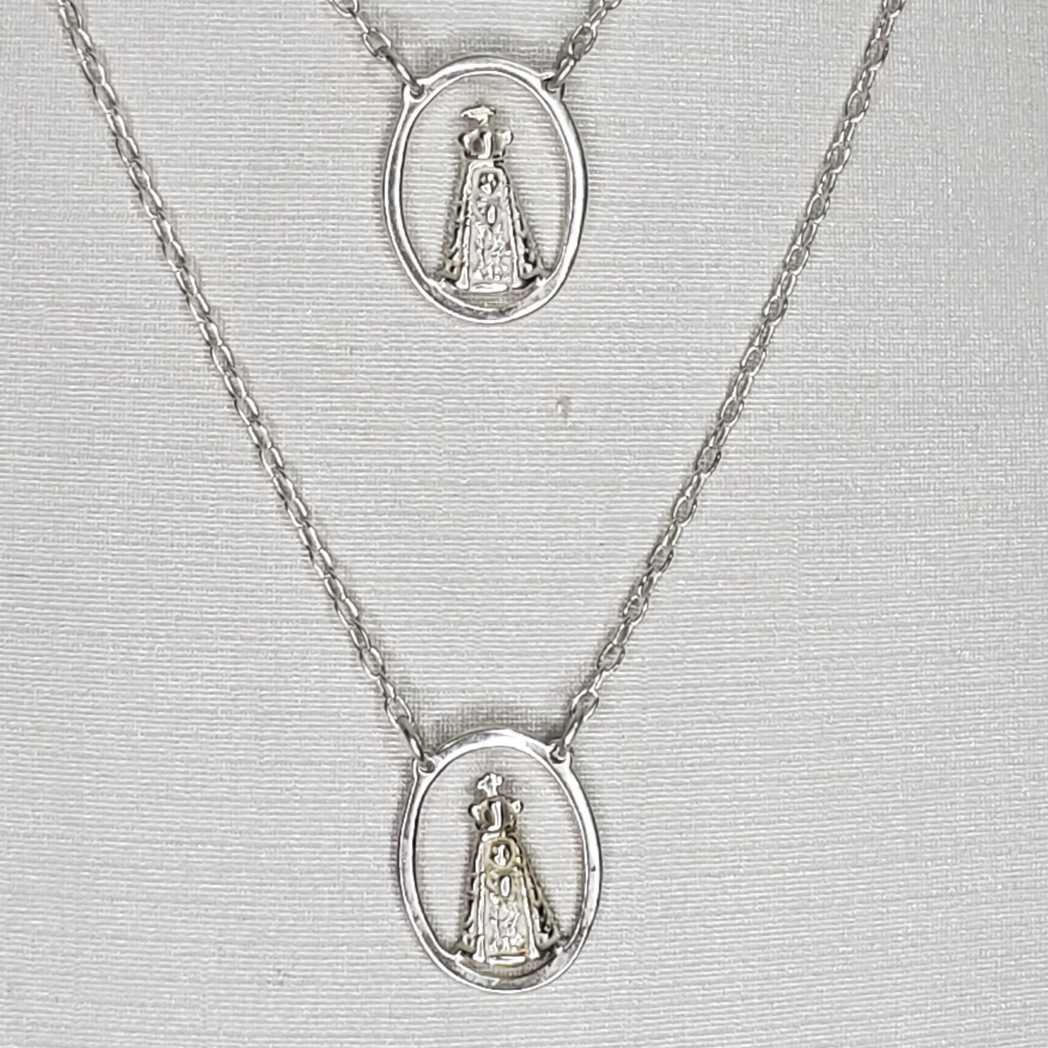 Escapulário M Oval Vazado Nossa Senhora Aparecida Prata 925