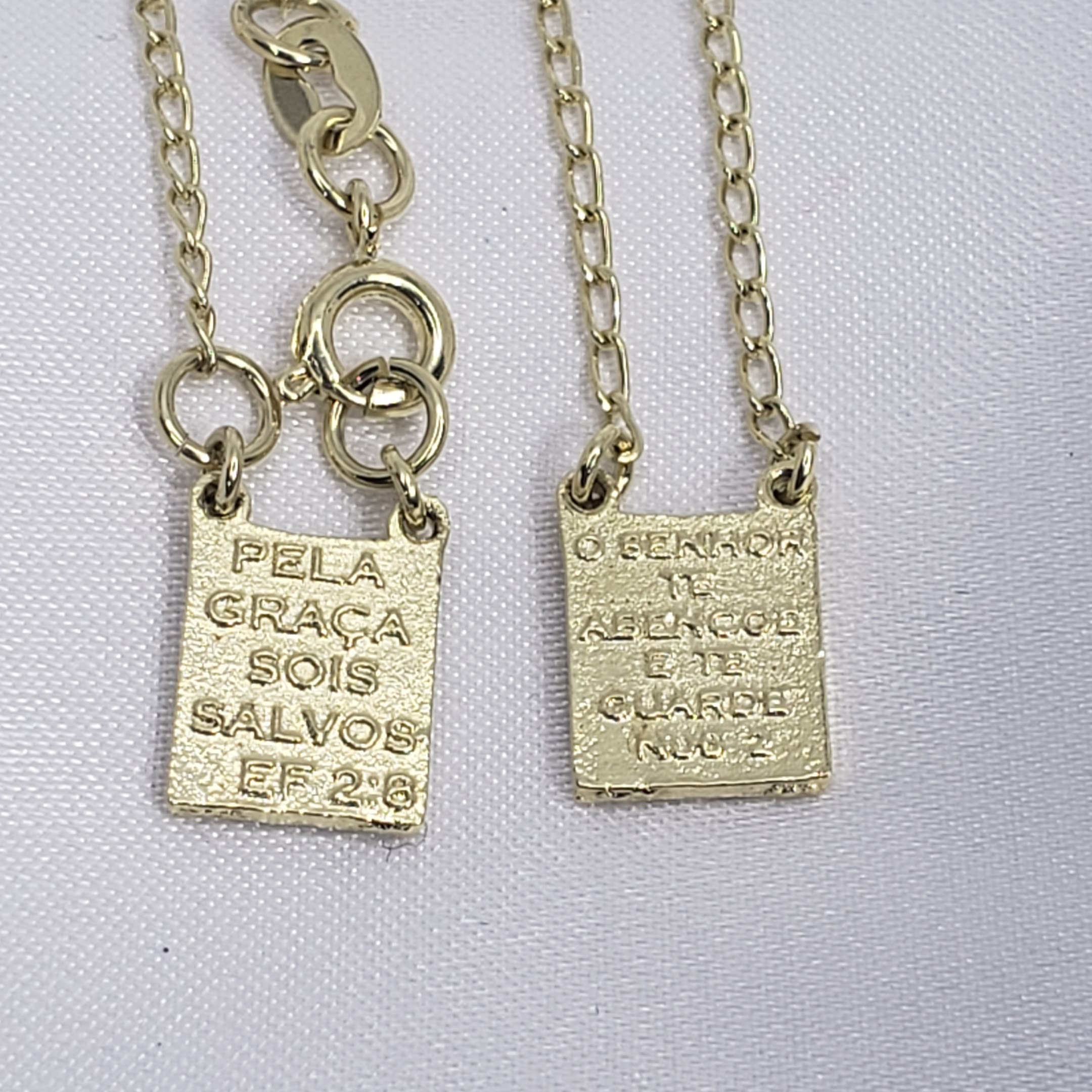 Escapulário Tradicional Bênção no Verso Folheado Ouro 18k