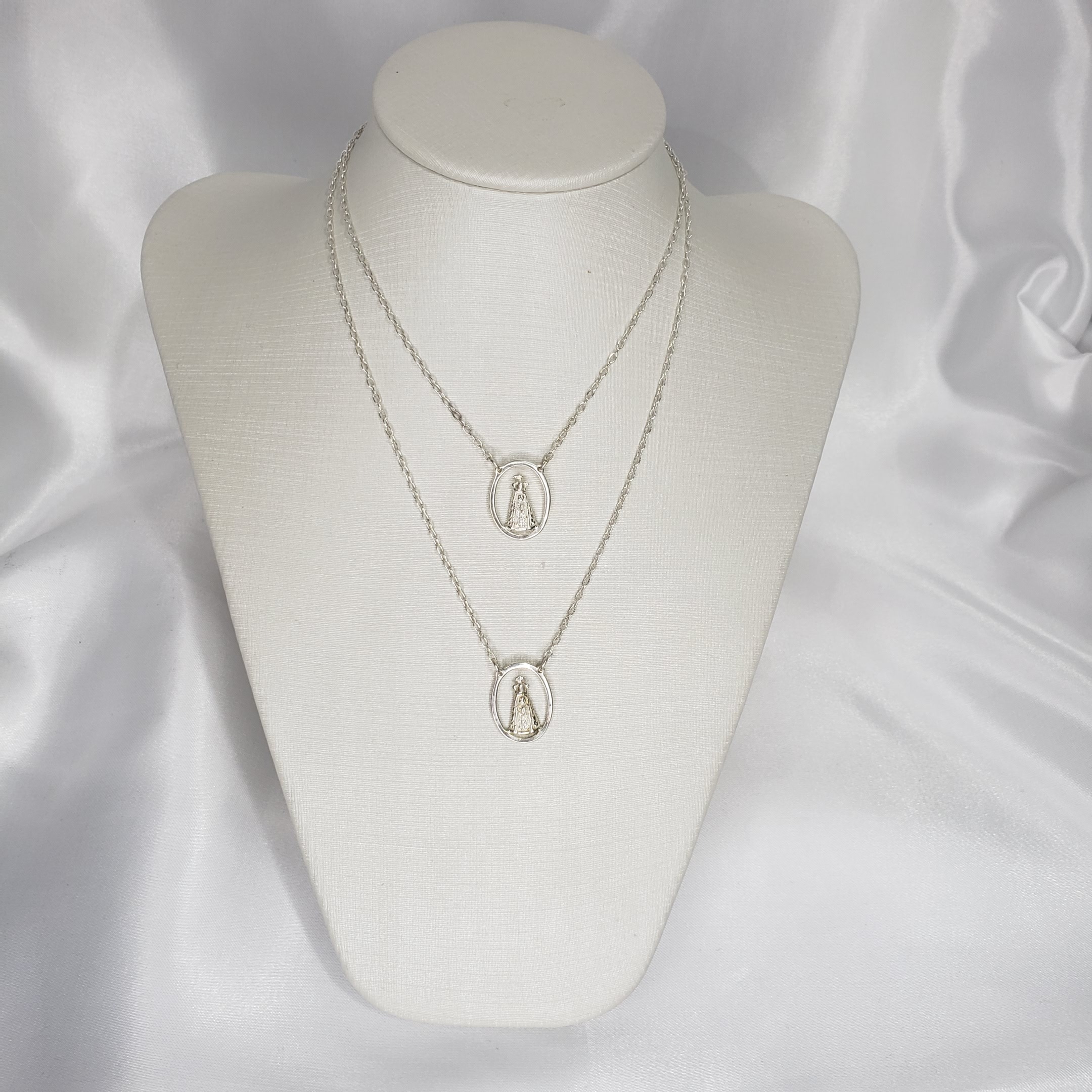 Escapulário M Oval Vazado Nossa Senhora Aparecida Prata 925