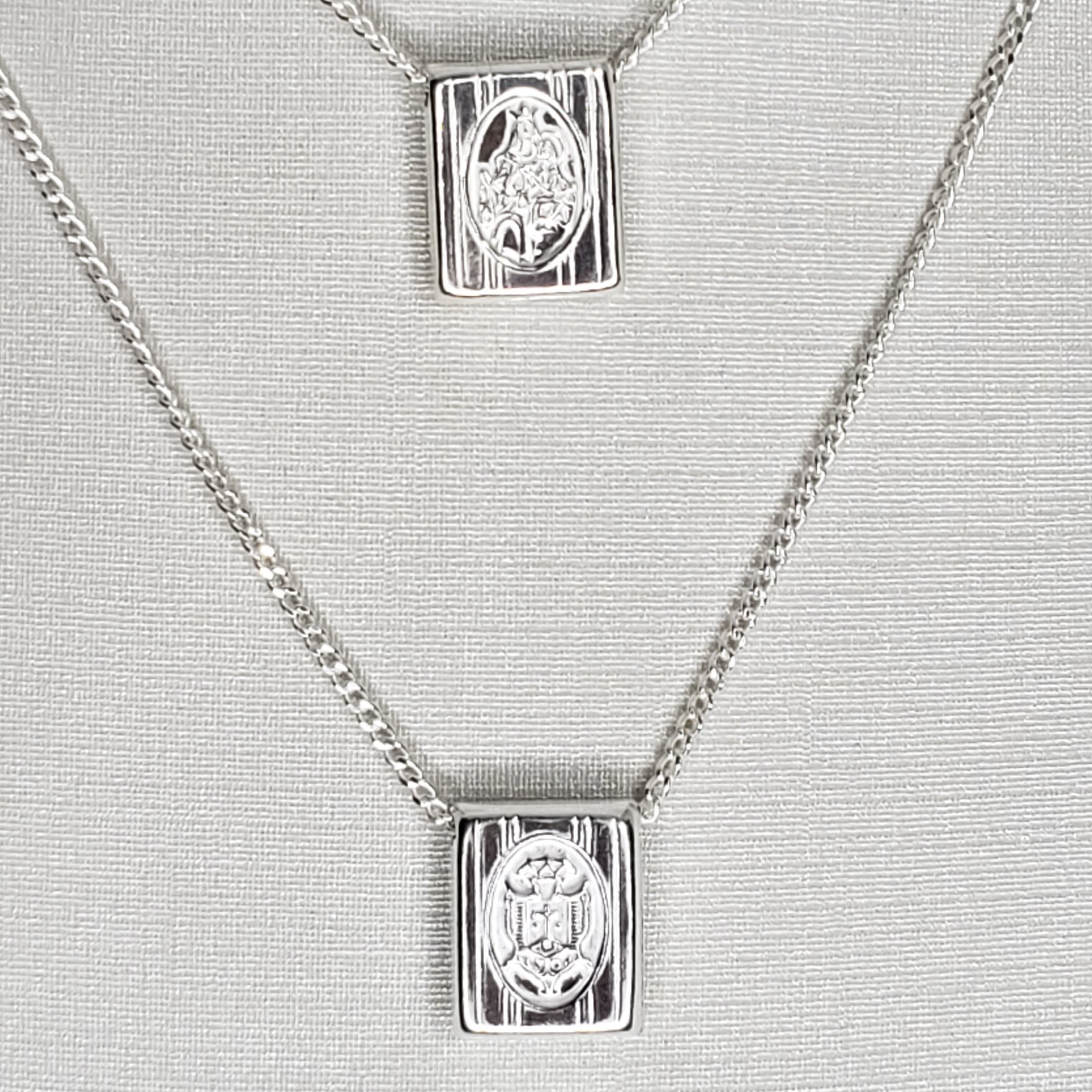 Escapulário Plaquinha Nossa Senhora Jesus e Sagrado Coração de Jesus Prata 925