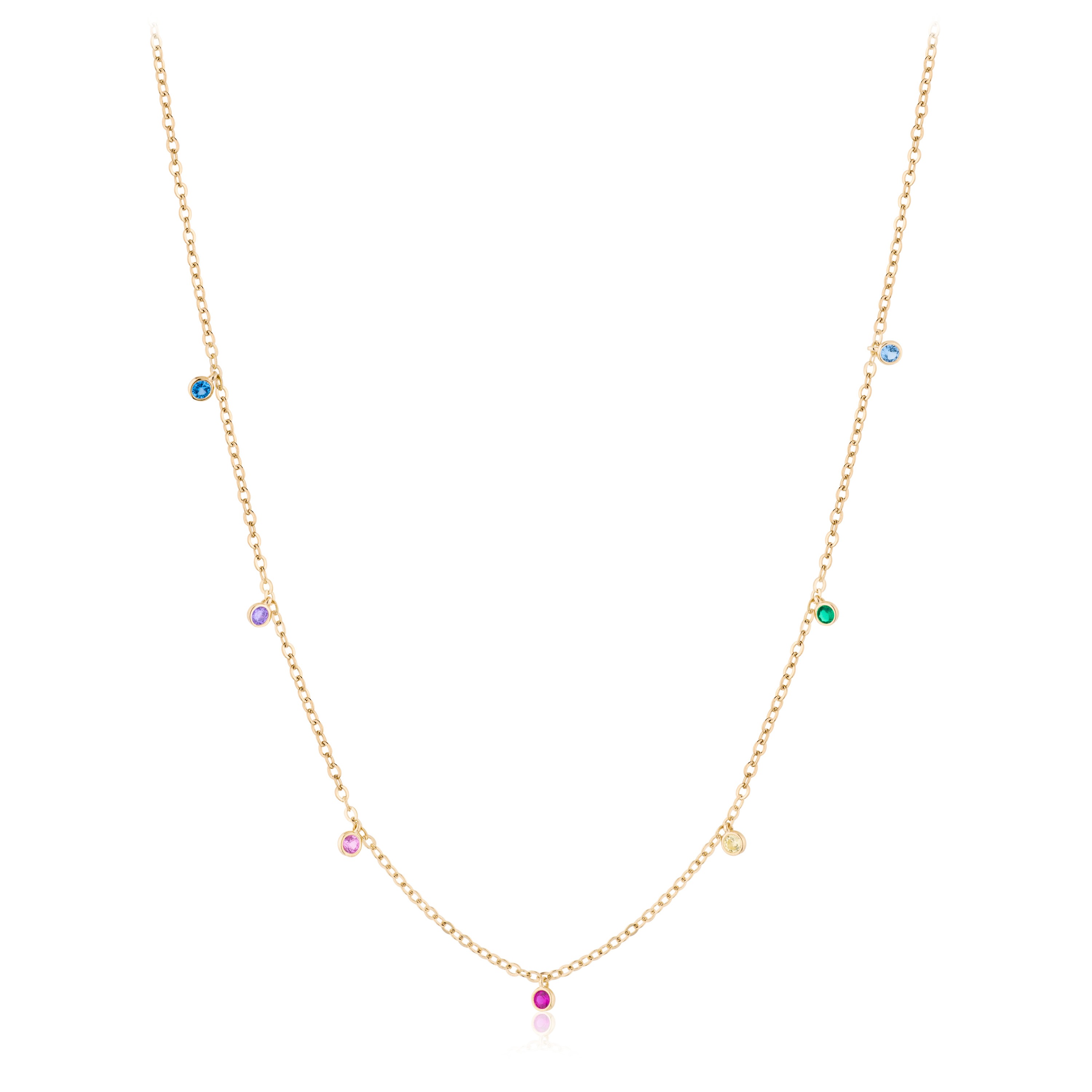 Gargantilha Pedrinhas Coloridas Folheado Ouro 18k