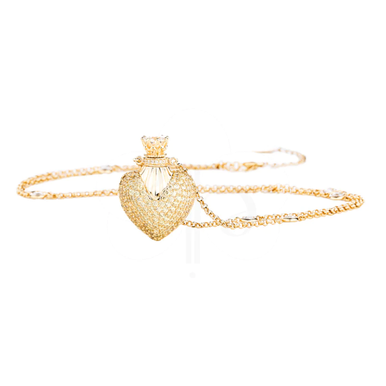 Colar Elaine Palma Perfumeiro Coração Cravejado Folheado Ouro 18k
