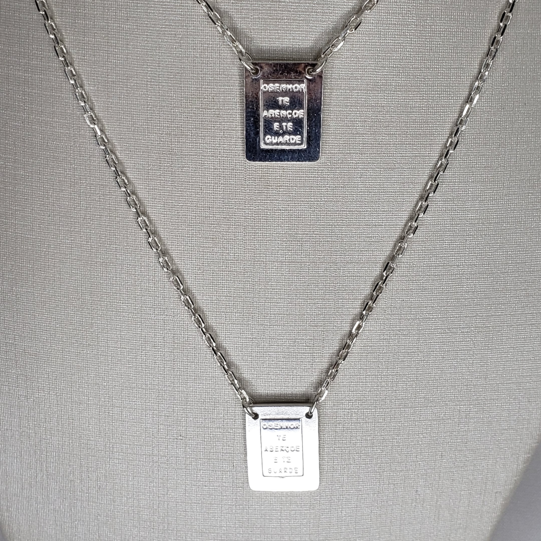 Escapulário Nossa Senhora Jesus Sagrado Coração de Jesus O Senhor Te Abençoe e Te Guarde Prata 925