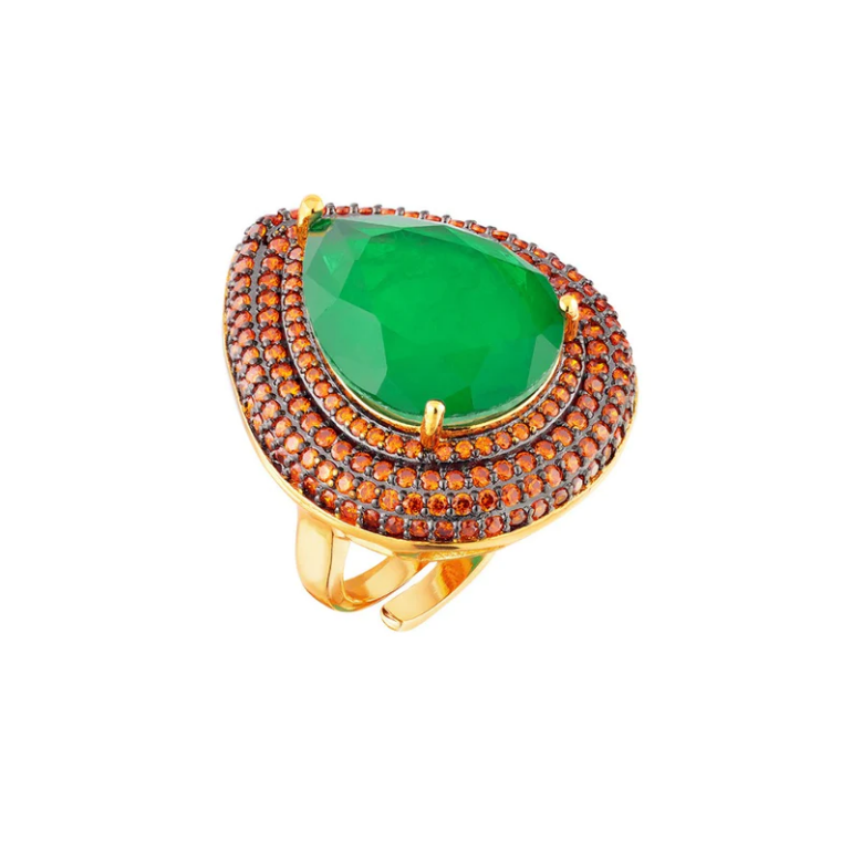 Anel Elaine Palma Gota Supreme Fusion Folheado Ouro 18k - N.20