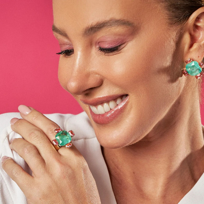 Anel Elaine Palma Fusion Ajustável Folheado Ouro 18k - N.20