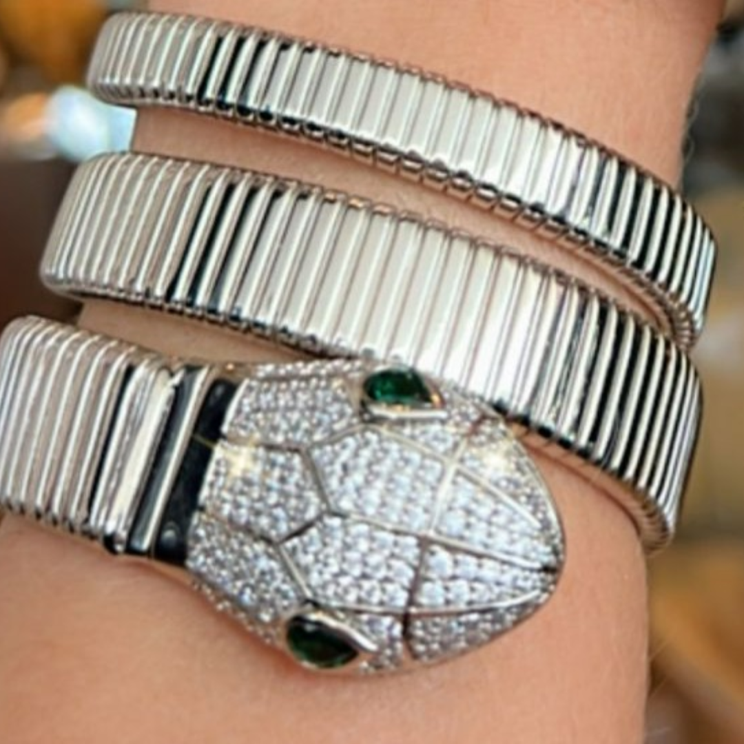 Bracelete Elaine Palma Snake Ródio