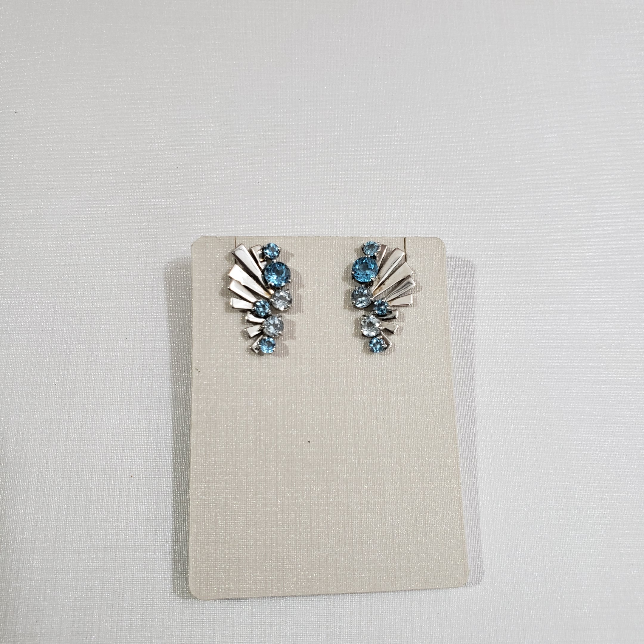 Brinco Lumina Pedras Azuis Prata 925 Banho de Ródio