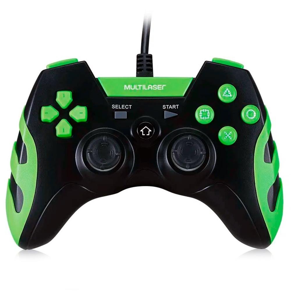 Controle Gamer Multi Com Fio, PS3, PC, Preto e Verde