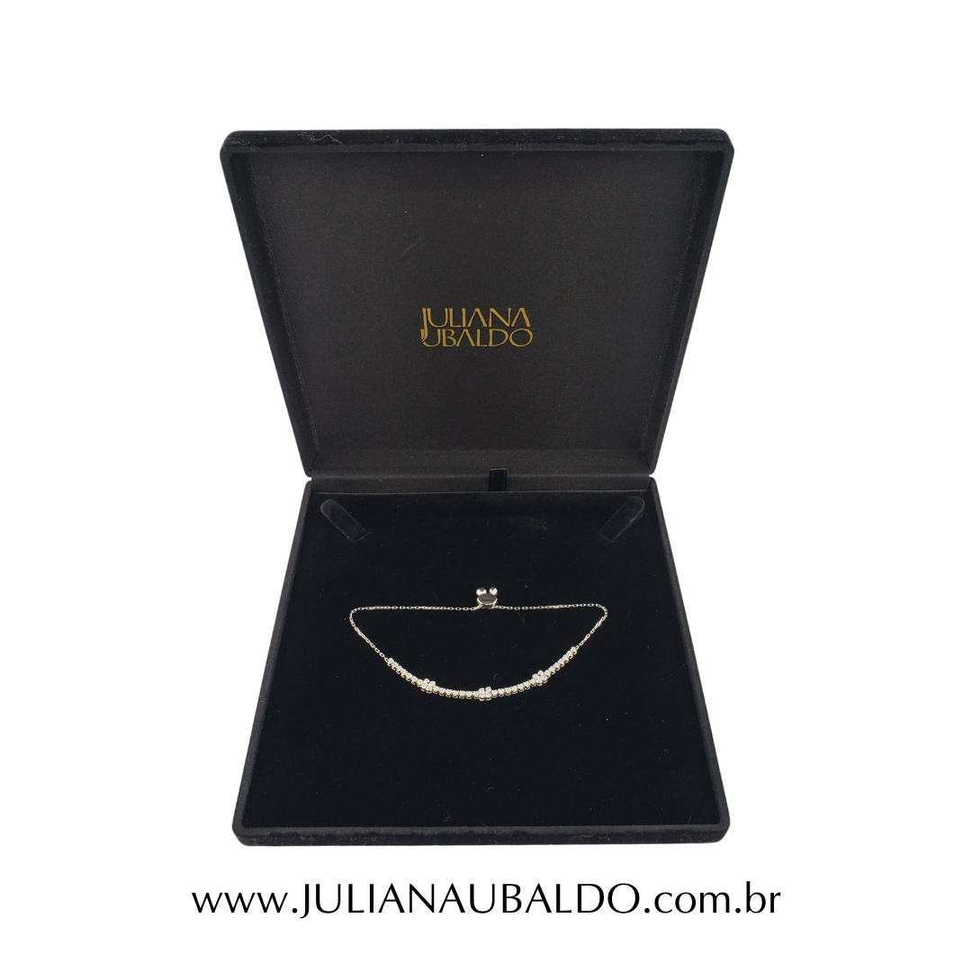 Pulseira Riviera Com Flores em Brilhantes e 3 Conjuntos de 7 Brilhantes Ouro Branco 18k