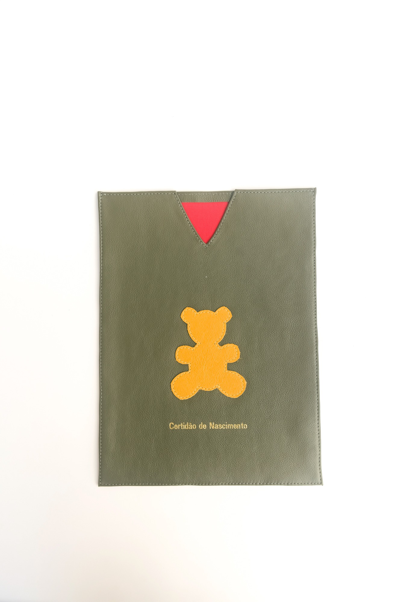 Porta Certidão de Nascimento Verde/ Açafrão