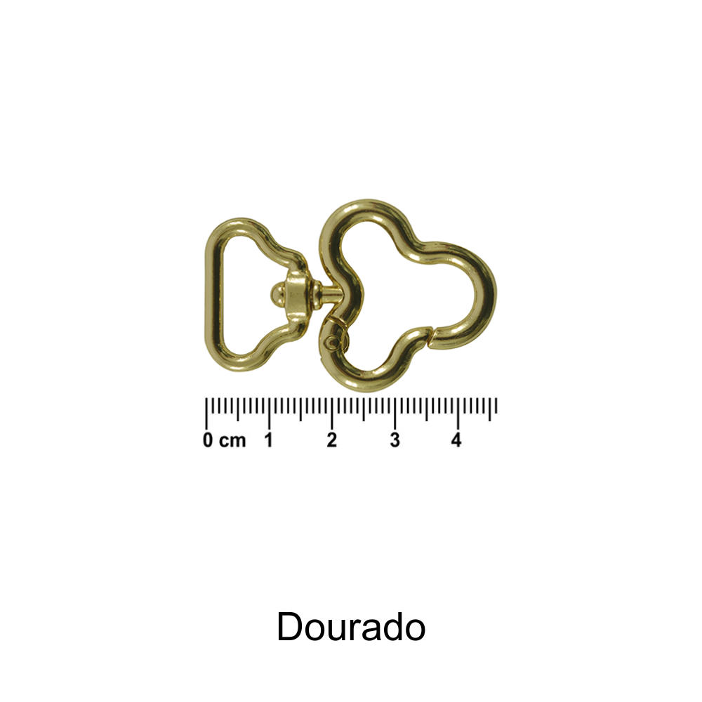 Mosquetão Trevo Círculo - Dourado