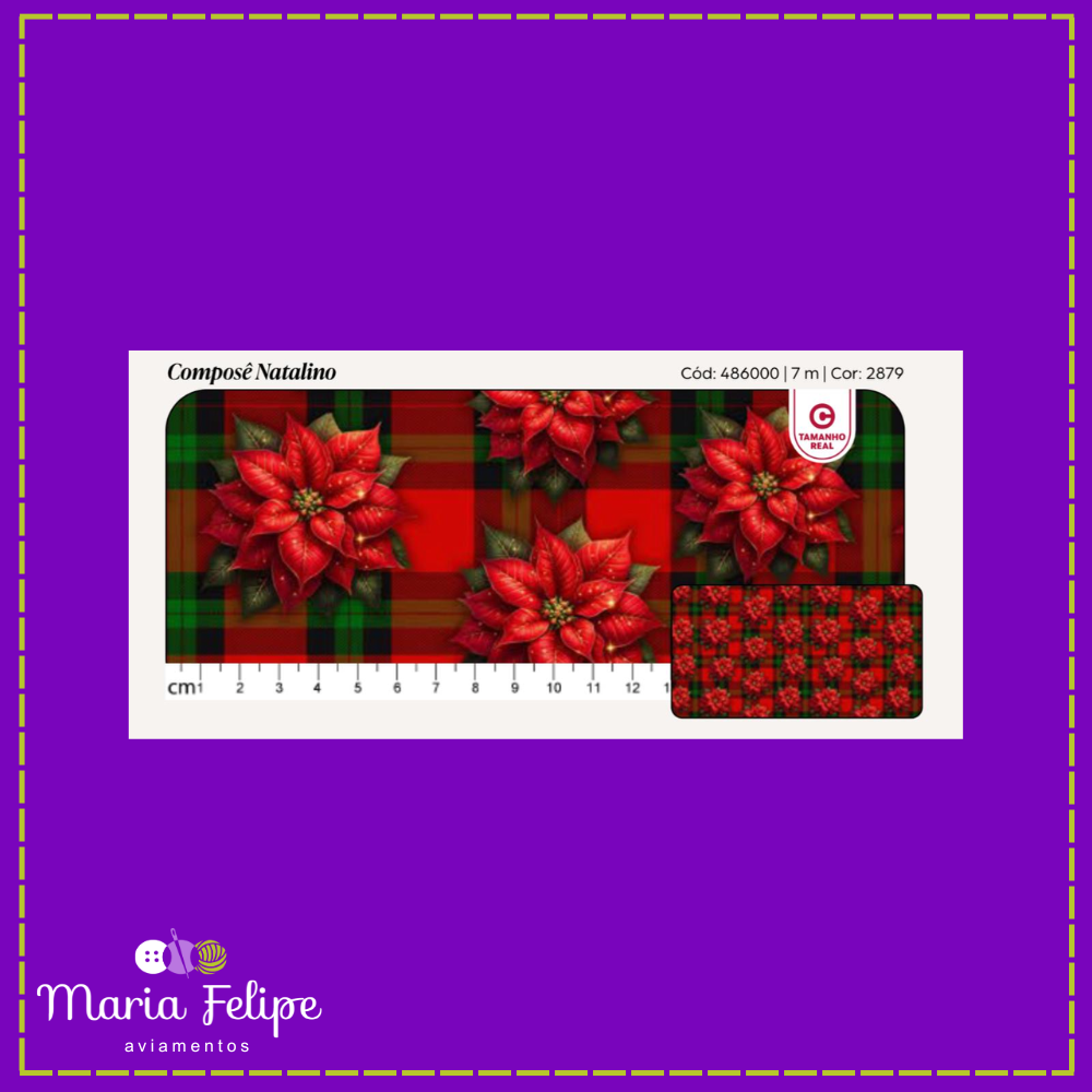 Tecido Natalino Patchwork Composê Natalino Flor do Espírito Santo Círculo Metro