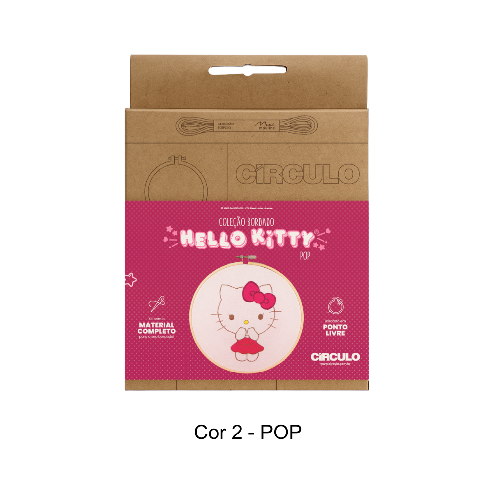 Coleção Bordado Hello Kitty - Ponto Livre Círculo - Pop