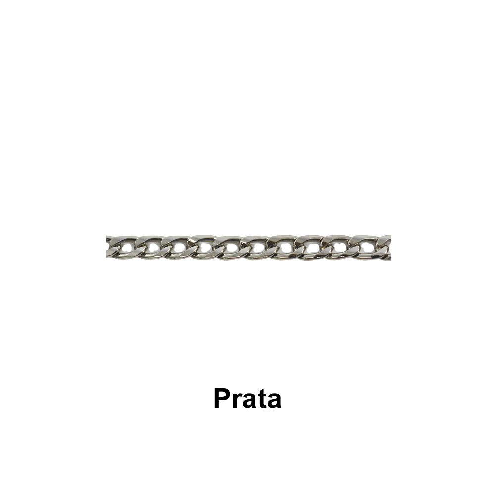 Alça Corrente de Metal 8mm em Metro Círculo - Prata