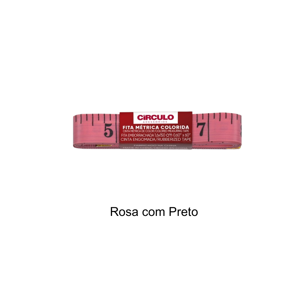 Fita Métrica Colorida Círculo - Rosa com Preto