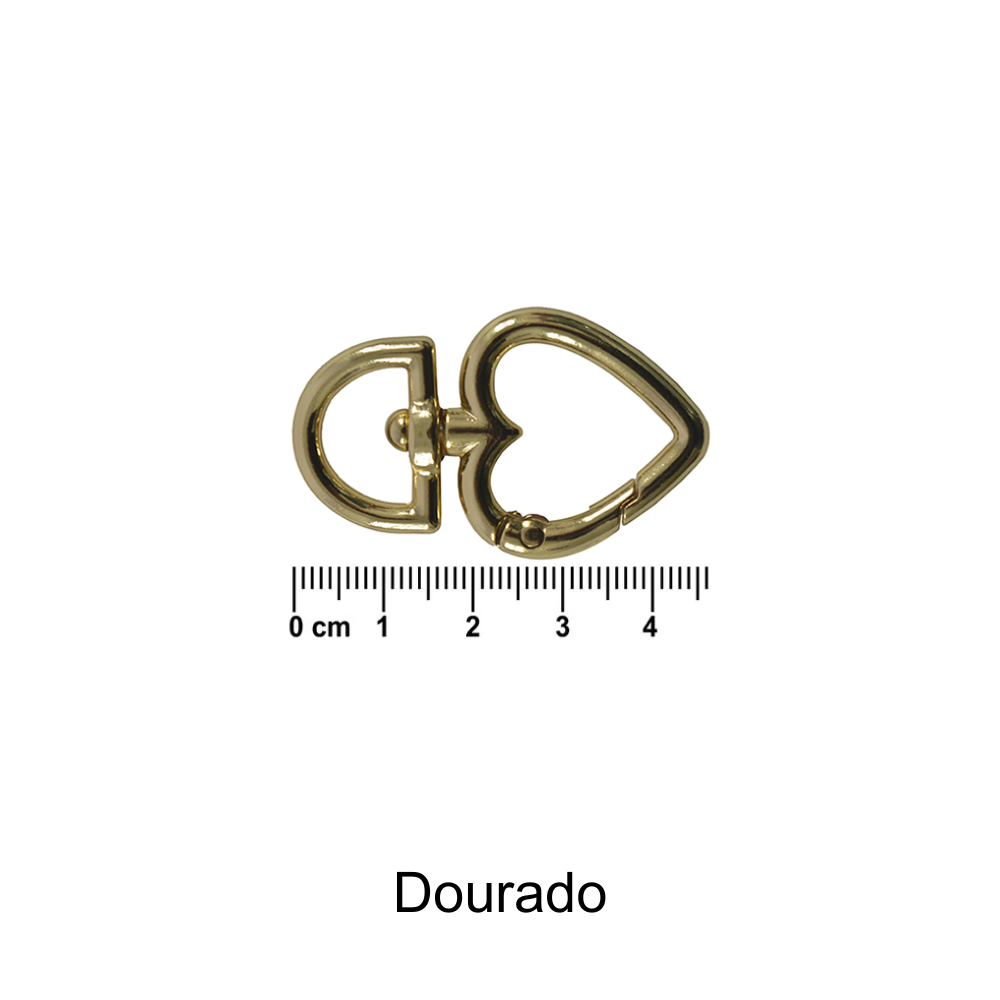 Mosquetão Coração Círculo - Dourado