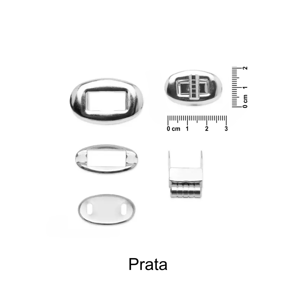 Fecho de Metal Oval Círculo - Prata