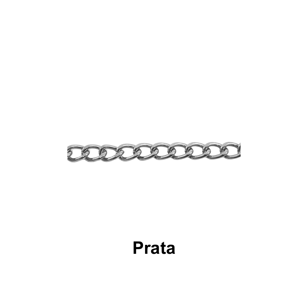 Alça Corrente de Metal 10mm em Metro Círculo - Prata