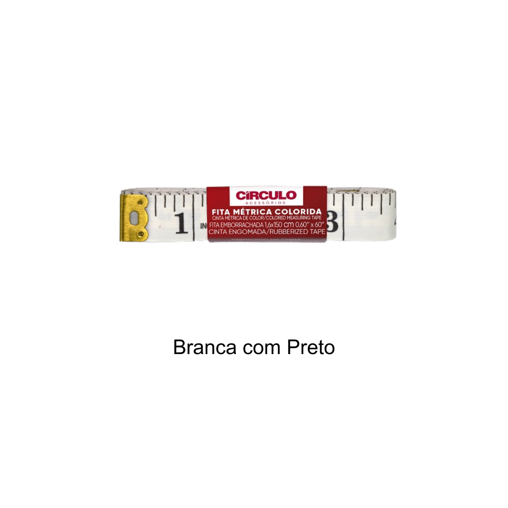 Fita Métrica Colorida Círculo - Branca com Preto