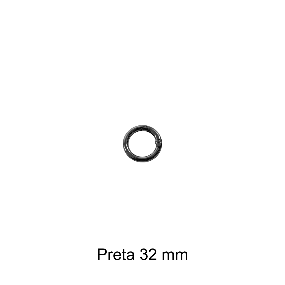 Argola Articulada Preta Círculo - 32mm